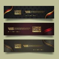 Set banner template design with luxury and elegant lines shape ornament effect on texture pattern background vector