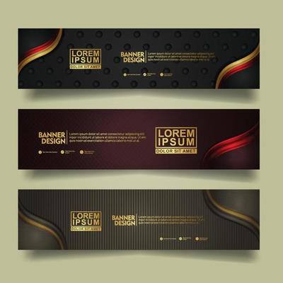 Set banner template design with luxury and elegant lines shape ornament effect on texture pattern background