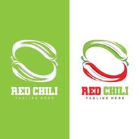 logotipo de chile rojo, vector de chile picante, ilustración de la casa del jardín de chile, ilustración de la marca del producto de la empresa