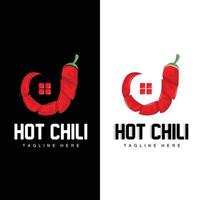 Red Chili Logo, Hot Chili Peppers Vector, Chili Garden House Illustration, Company Product Brand Illustration vector