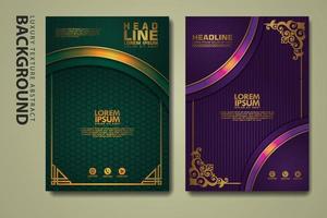 Vector set of cover design template with luxurious color, shine effect and elegance frame on textured background