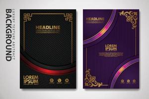 Vector set of cover design template with luxurious color, shine effect and elegance frame on textured background