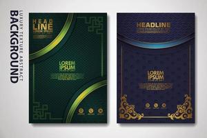 Vector set of cover design template with luxurious color, shine effect and elegance frame on textured background