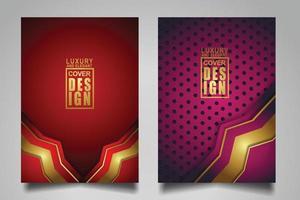 Set cover design template with Luxury and elegant flow lines overlap layers ornament and realistic texture on dark background vector