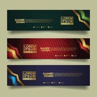 Set banner template design with luxury and elegant lines shape ornament effect on texture pattern background vector