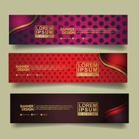 Set banner template design with luxury and elegant lines shape ornament effect on texture pattern background vector