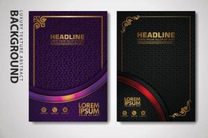 Vector set of cover design template with luxurious color, shine effect and elegance frame on textured background