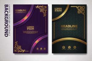 Vector set of cover design template with luxurious color, shine effect and elegance frame on textured background