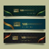 Set banner template design with luxury and elegant lines shape ornament effect on texture pattern background vector