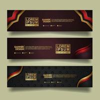 Set banner template design with luxury and elegant lines shape ornament effect on texture pattern background vector