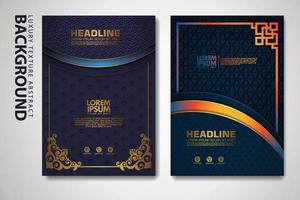 Vector set of cover design template with luxurious color, shine effect and elegance frame on textured background