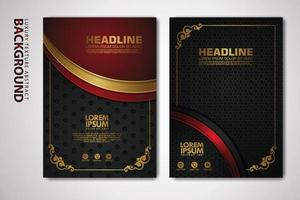 Vector set of cover design template with luxurious color, shine effect and elegance frame on textured background