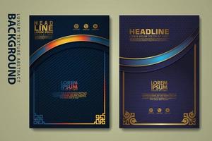 Vector set of cover design template with luxurious color, shine effect and elegance frame on textured background