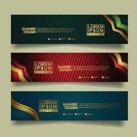 Set banner template design with luxury and elegant lines shape ornament effect on texture pattern background vector