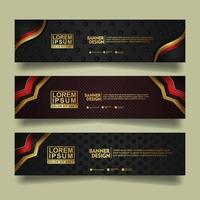 Set banner template design with luxury and elegant lines shape ornament effect on texture pattern background vector