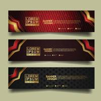 Set banner template design with luxury and elegant lines shape ornament effect on texture pattern background vector