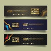 Set banner template design with luxury and elegant lines shape ornament effect on texture pattern background vector