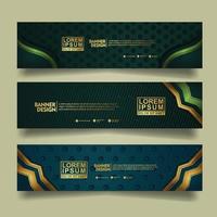 Set banner template design with luxury and elegant lines shape ornament effect on texture pattern background vector