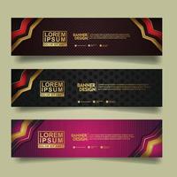 Set banner template design with luxury and elegant lines shape ornament effect on texture pattern background vector