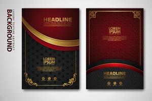 Vector set of cover design template with luxurious color, shine effect and elegance frame on textured background