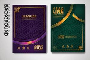 Vector set of cover design template with luxurious color, shine effect and elegance frame on textured background