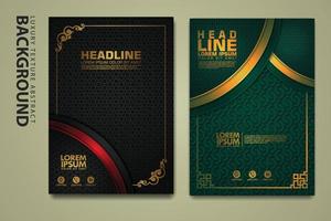 Vector set of cover design template with luxurious color, shine effect and elegance frame on textured background