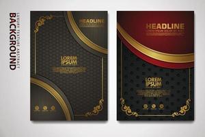 Vector set of cover design template with luxurious color, shine effect and elegance frame on textured background