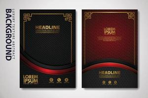 Vector set of cover design template with luxurious color, shine effect and elegance frame on textured background