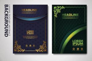 Vector set of cover design template with luxurious color, shine effect and elegance frame on textured background