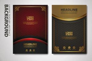 Vector set of cover design template with luxurious color, shine effect and elegance frame on textured background