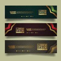 Set banner template design with luxury and elegant lines shape ornament effect on texture pattern background vector