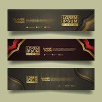 Set banner template design with luxury and elegant lines shape ornament effect on texture pattern background vector