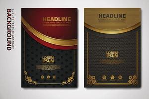 Vector set of cover design template with luxurious color, shine effect and elegance frame on textured background