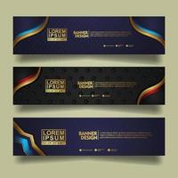 Set banner template design with luxury and elegant lines shape ornament effect on texture pattern background vector