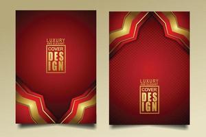 Set cover design template with Luxury and elegant flow lines overlap layers ornament and realistic texture on dark background vector