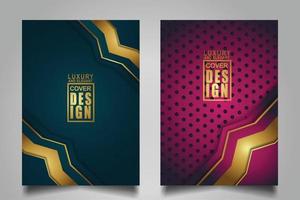 Set cover design template with Luxury and elegant flow lines overlap layers ornament and realistic texture on dark background vector