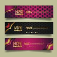 Set banner template design with luxury and elegant lines shape ornament effect on texture pattern background vector