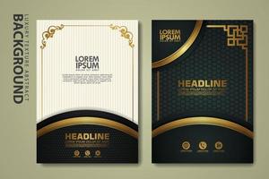 Vector set of cover design template with luxurious color, shine effect and elegance frame on textured background