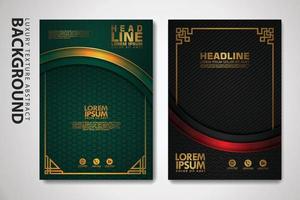 Vector set of cover design template with luxurious color, shine effect and elegance frame on textured background