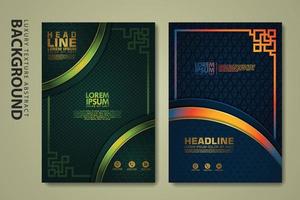 Vector set of cover design template with luxurious color, shine effect and elegance frame on textured background