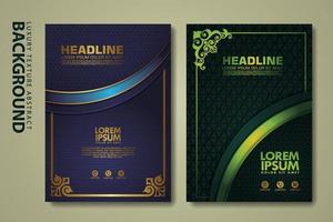 Vector set of cover design template with luxurious color, shine effect and elegance frame on textured background