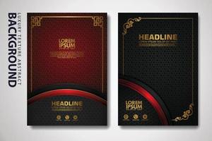 Vector set of cover design template with luxurious color, shine effect and elegance frame on textured background