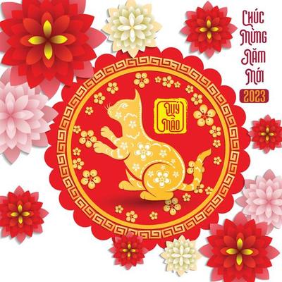 Happy lunar new year 2023, Vietnamese new year, Year of the Cat.