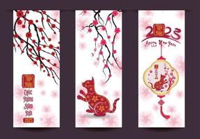 Happy lunar new year 2023, Vietnamese new year, Year of the Cat. vector