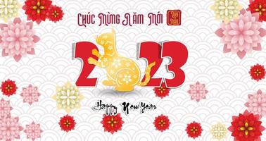 Happy lunar new year 2023, Vietnamese new year, Year of the Cat. vector