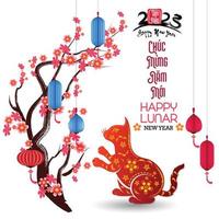 Happy lunar new year 2023, Vietnamese new year, Year of the Cat. vector