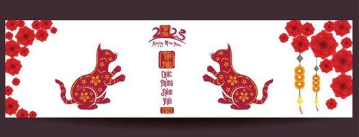 Happy lunar new year 2023, Vietnamese new year, Year of the Cat. vector