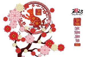 Happy lunar new year 2023, Vietnamese new year, Year of the Cat. vector