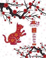 Happy lunar new year 2023, Vietnamese new year, Year of the Cat. vector