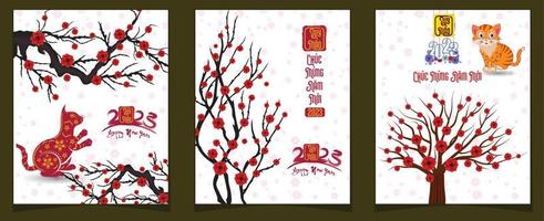 Happy lunar new year 2023, Vietnamese new year, Year of the Cat. vector